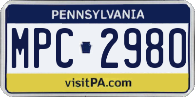 PA license plate MPC2980