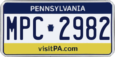 PA license plate MPC2982