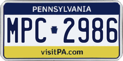 PA license plate MPC2986