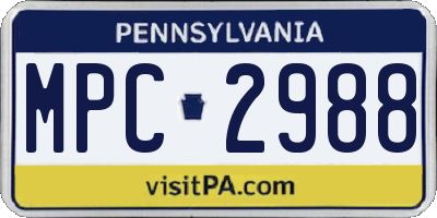 PA license plate MPC2988