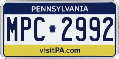 PA license plate MPC2992