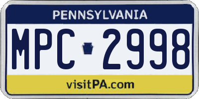 PA license plate MPC2998