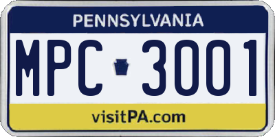 PA license plate MPC3001