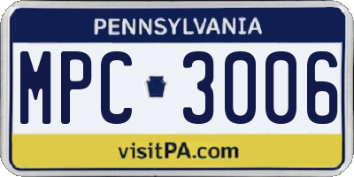 PA license plate MPC3006