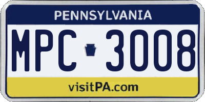 PA license plate MPC3008