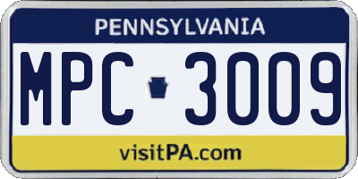 PA license plate MPC3009
