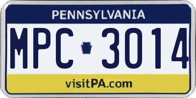 PA license plate MPC3014