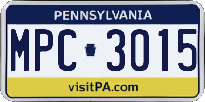 PA license plate MPC3015