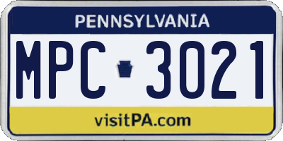 PA license plate MPC3021