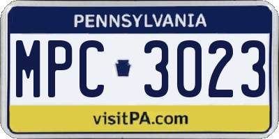 PA license plate MPC3023
