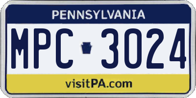 PA license plate MPC3024
