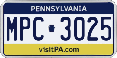 PA license plate MPC3025