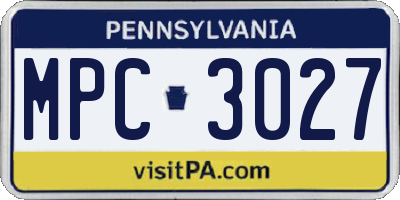 PA license plate MPC3027