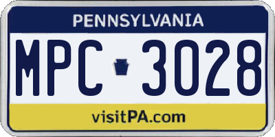 PA license plate MPC3028