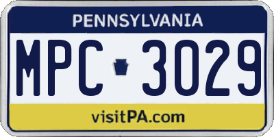 PA license plate MPC3029