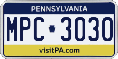 PA license plate MPC3030