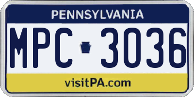 PA license plate MPC3036