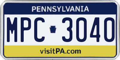 PA license plate MPC3040