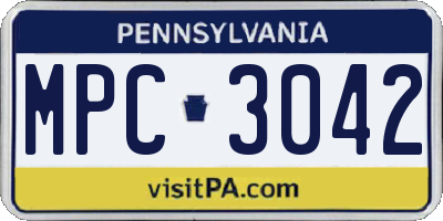 PA license plate MPC3042