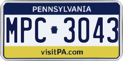 PA license plate MPC3043