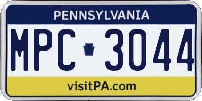 PA license plate MPC3044
