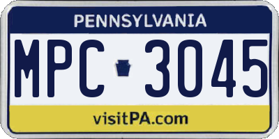 PA license plate MPC3045