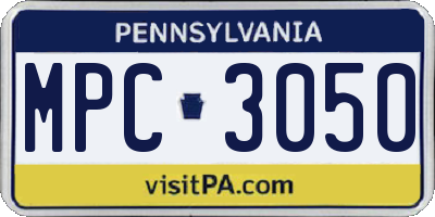 PA license plate MPC3050