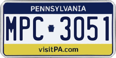 PA license plate MPC3051