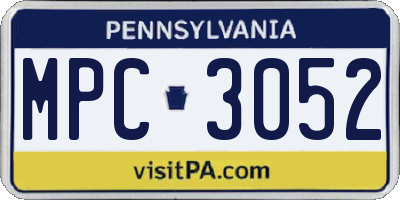 PA license plate MPC3052