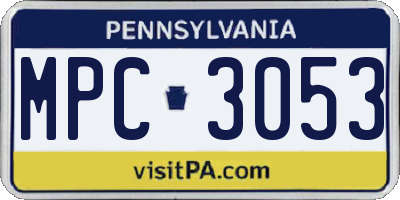 PA license plate MPC3053