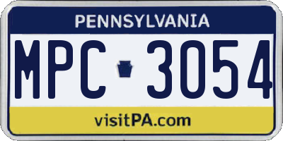 PA license plate MPC3054