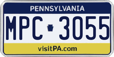 PA license plate MPC3055