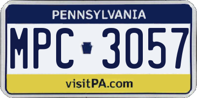 PA license plate MPC3057