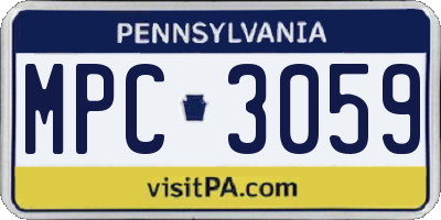PA license plate MPC3059