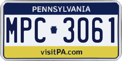 PA license plate MPC3061