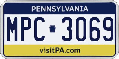 PA license plate MPC3069