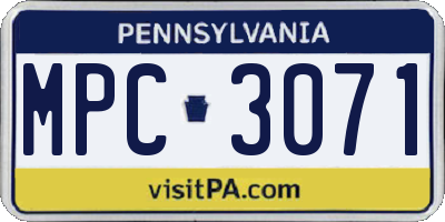 PA license plate MPC3071