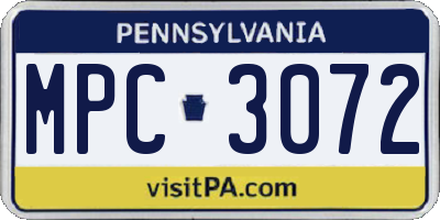 PA license plate MPC3072