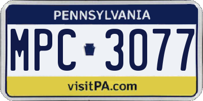 PA license plate MPC3077