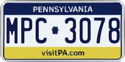 PA license plate MPC3078