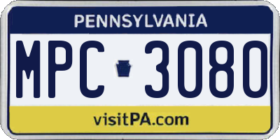 PA license plate MPC3080