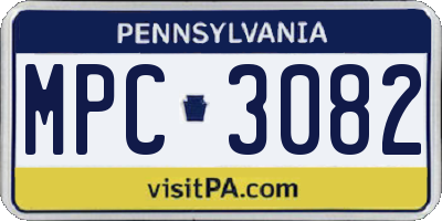 PA license plate MPC3082