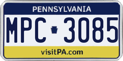 PA license plate MPC3085