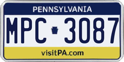 PA license plate MPC3087