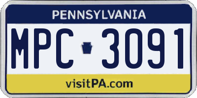 PA license plate MPC3091