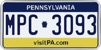 PA license plate MPC3093