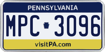 PA license plate MPC3096
