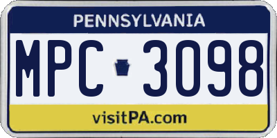 PA license plate MPC3098