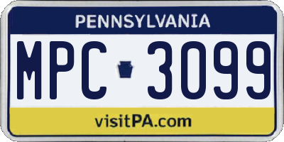 PA license plate MPC3099