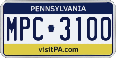 PA license plate MPC3100